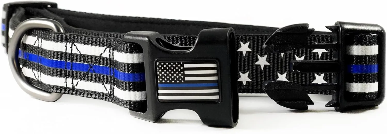 THIN BLUE LINE USA Stars & Stripes Dog Collar American Flag