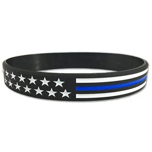 THIN BLUE LINE USA American Flag Silicone Bracelet