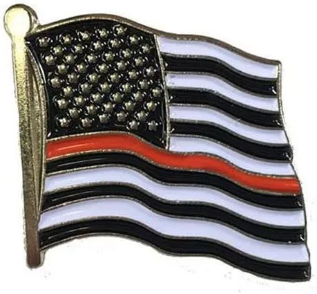 Thin Blue Line Thin Red Line American Flag Pin TRLAM