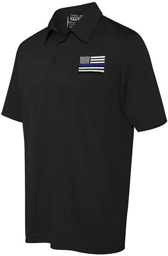 THIN LINE TACTICAL Embroidered Thin Blue Line American Flag Polo