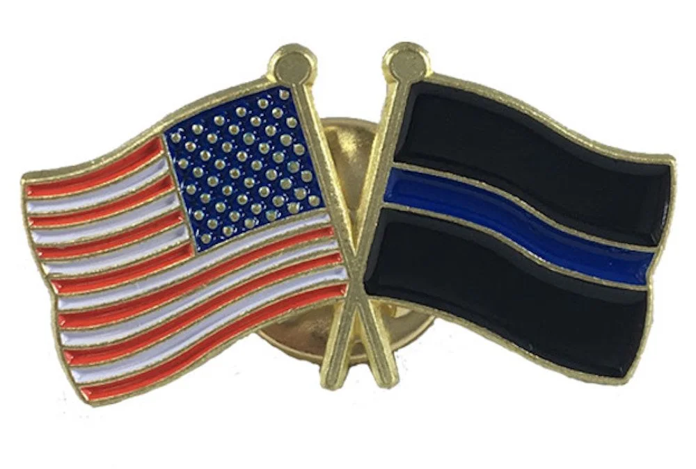 THIN LINE TACTICAL Thin Blue Line American Flag Lapel Pin