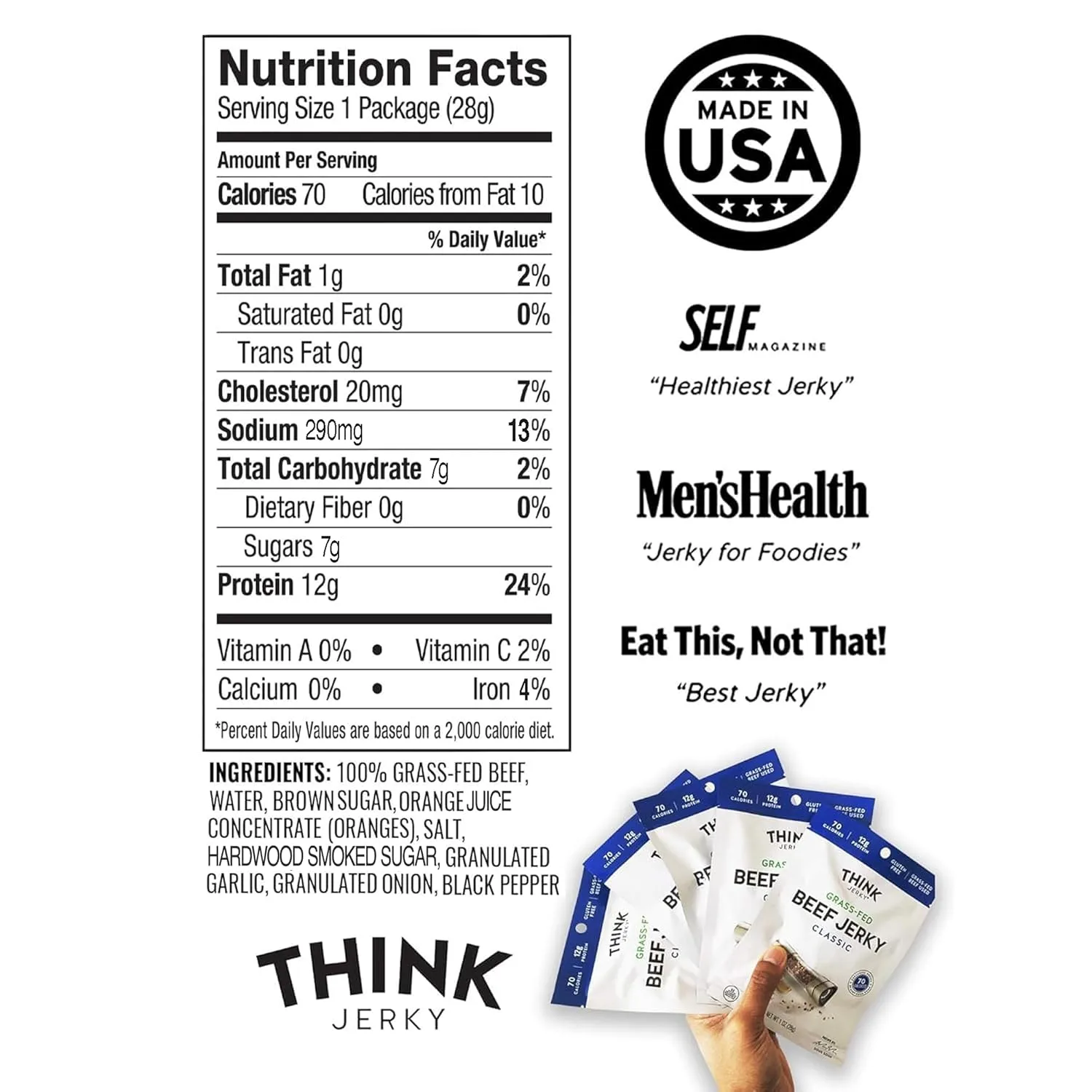THINK JERKY High-Protein Jerky Snacks, Gluten Free, Chef-Crafted