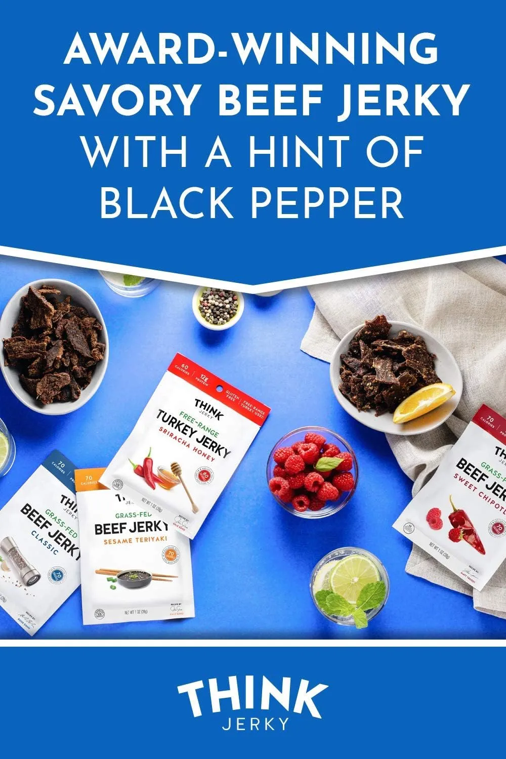 THINK JERKY High-Protein Jerky Snacks, Gluten Free, Chef-Crafted