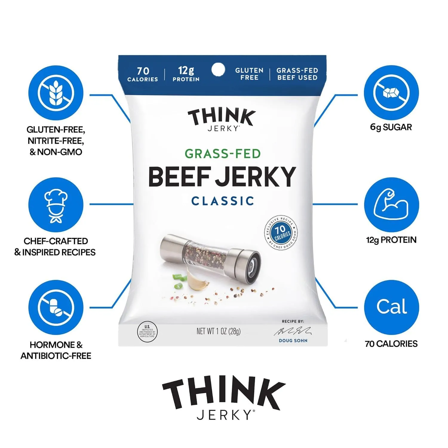 THINK JERKY High-Protein Jerky Snacks, Gluten Free, Chef-Crafted