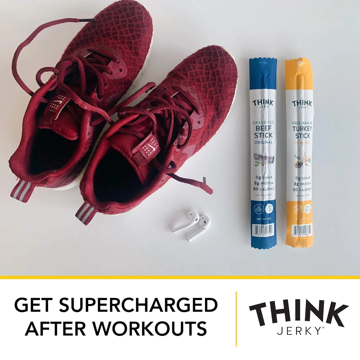 Think Jerky Original Beef Sticks, Gluten and Sugar Free, No Nitrates, Keto Paleo Friendly High Protein Low Carb Meat Snack