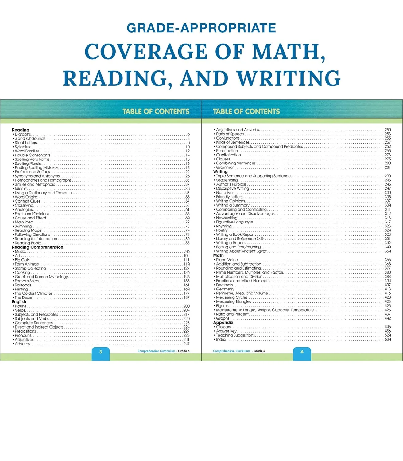 Carson Dellosa Comprehensive Curriculum of Basic Skills 5th Grade Workbooks All Subjects, Reading Comprehension