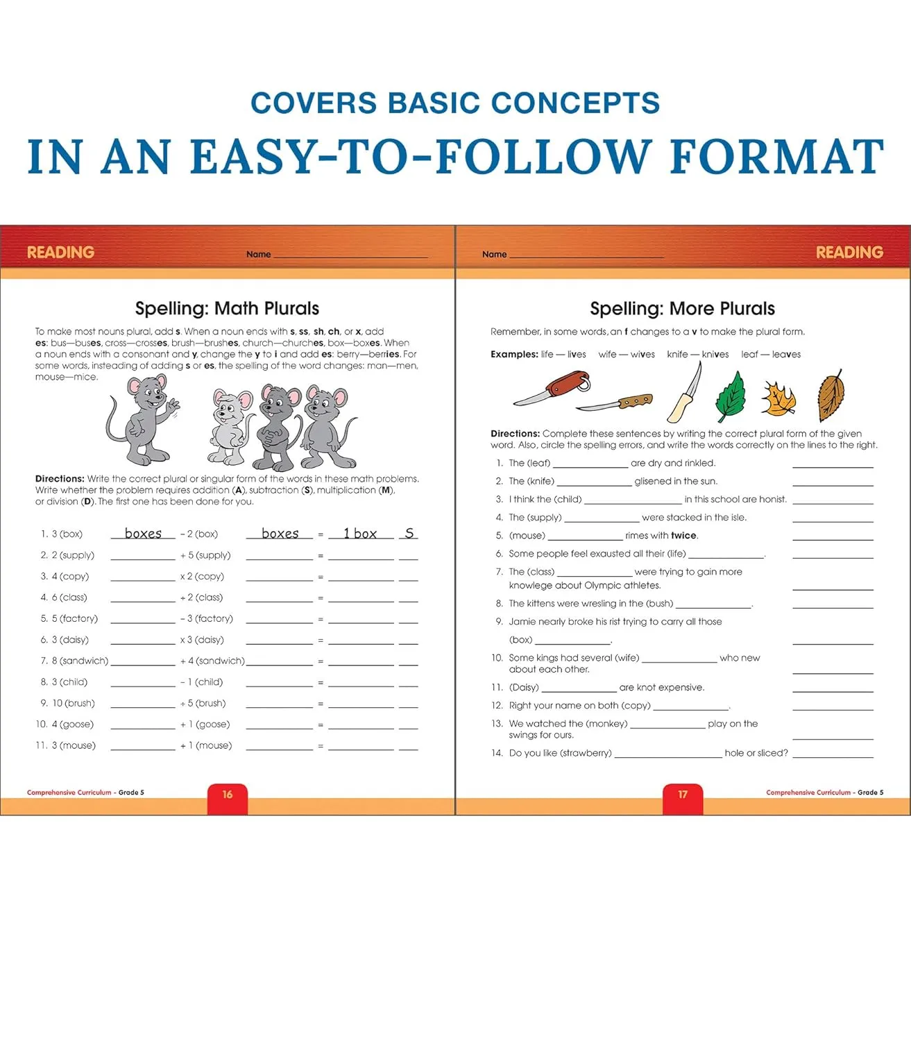 Carson Dellosa Comprehensive Curriculum of Basic Skills 5th Grade Workbooks All Subjects, Reading Comprehension