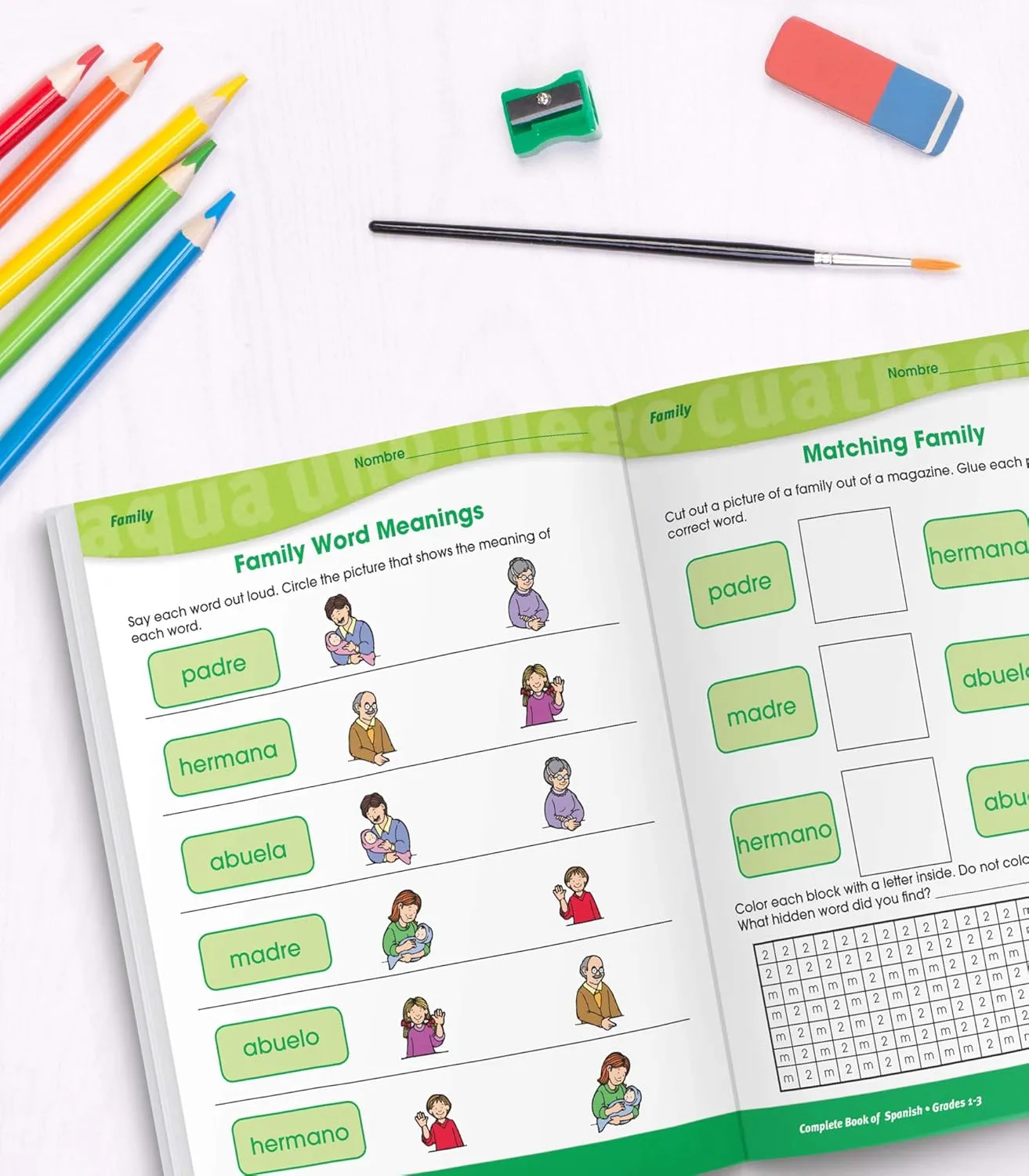 Complete Book of Spanish Workbook for Kids, Grades 1-3 Spanish Learning, Basic Spanish Vocabulary, Alphabet, Numbers, Colors