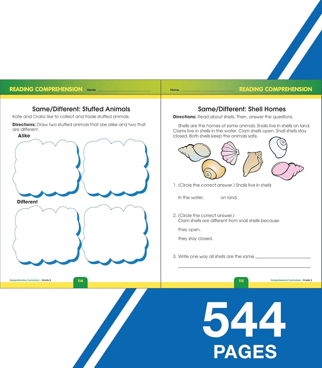 Carson Dellosa Comprehensive Curriculum of Basic Skills Second Grade Workbook, Reading Comprehension, Language Arts