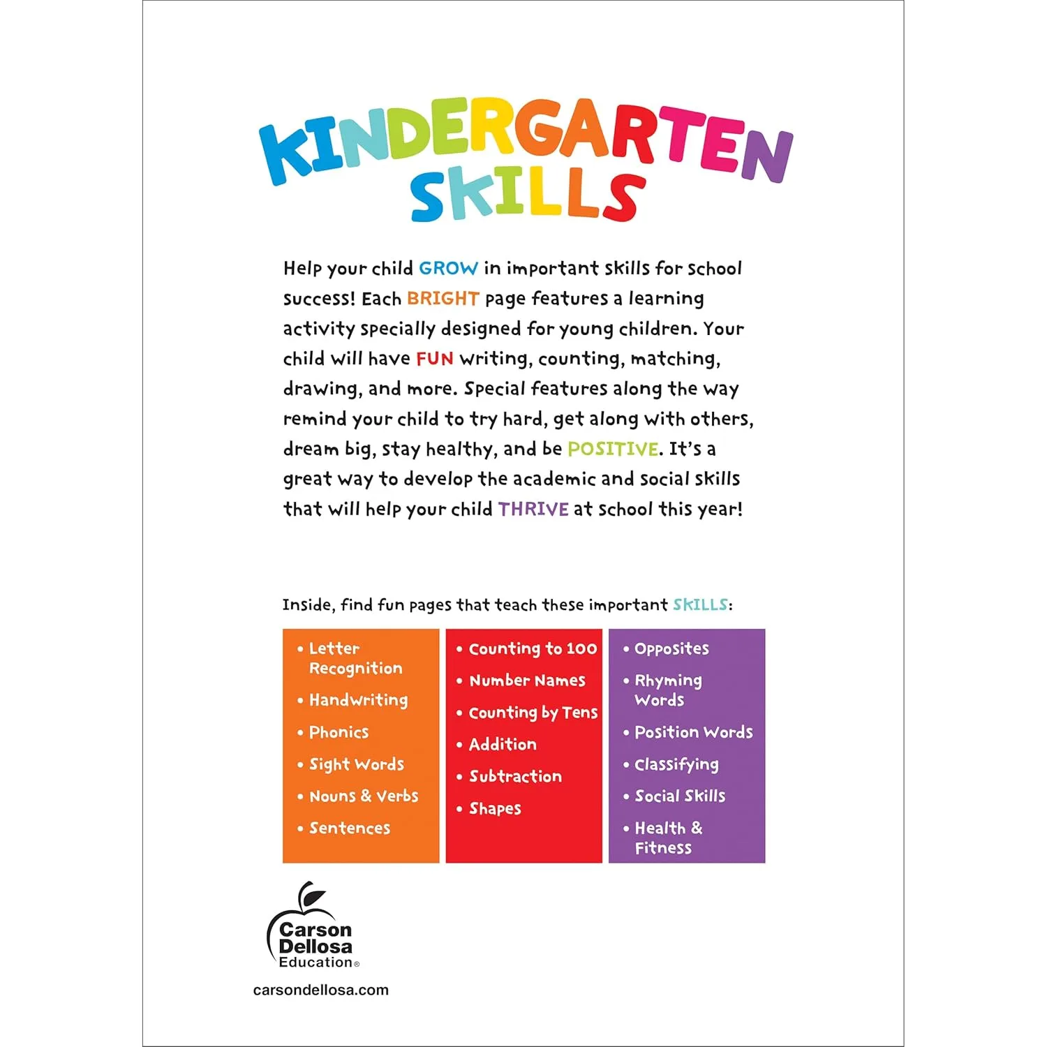 Carson Dellosa — Kindergarten Skills Workbook for Kindergarten, 320 Pages