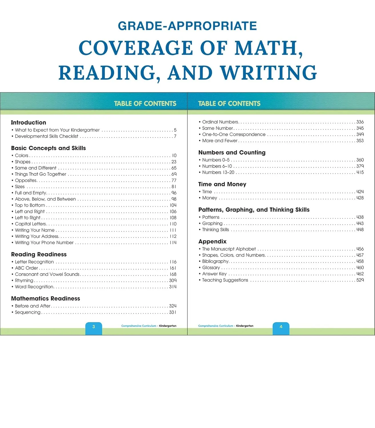Comprehensive Curriculum of Basic Skills Kindergarten Workbooks All Subjects, Kindergarten Math, Reading Comprehension