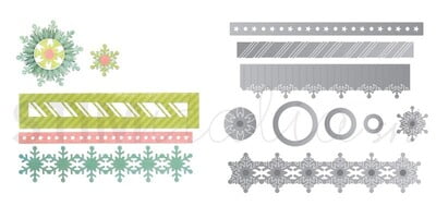 Fustella Thinlits Die Set X9 Winter Borders & Rosette By