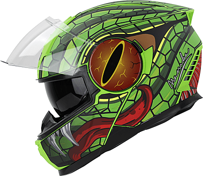 STEELBIRD SBH-40 ISS MAMBA GLOSSY GREEN/GREEN C/V 580 MM (HIGH END)