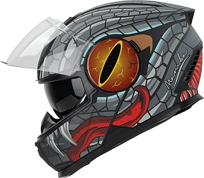 STEELBIRD SBH-40 ISS MAMBA GLOSSY BLACK/GREY C/V 600 MM (HIGH END)