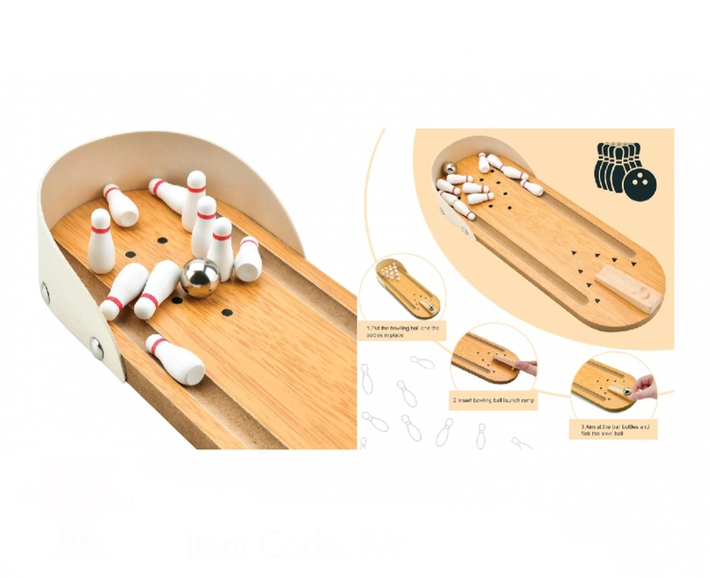 Wooden Bowling Game Set in Gift Box packing
