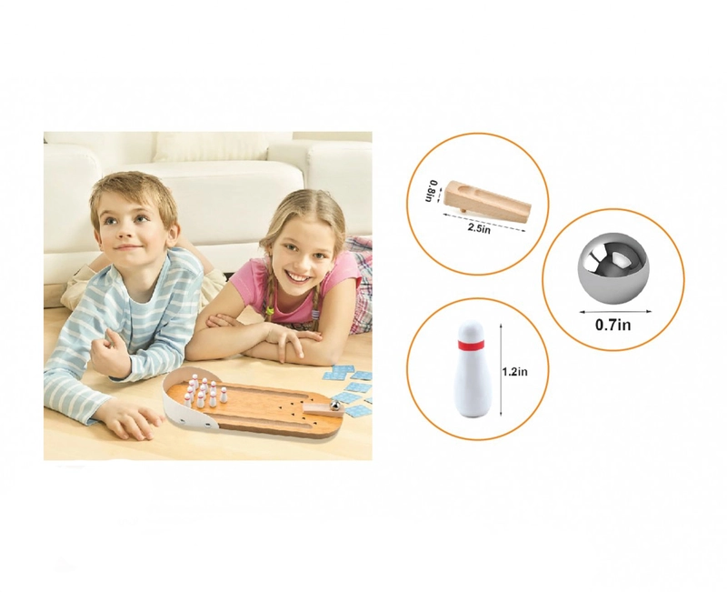 Wooden Bowling Game Set in Gift Box packing