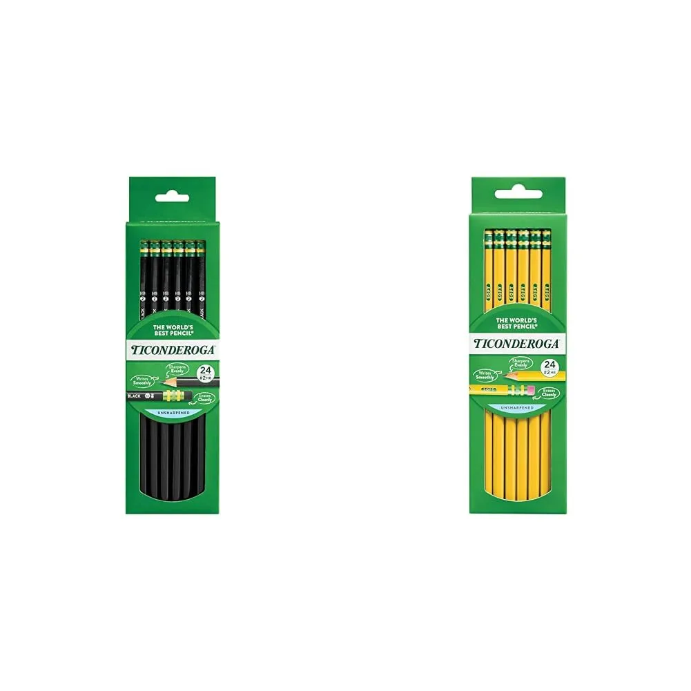 Ticonderoga #2 Wood-Cased Pencils, Black Barrel, Pack of 24