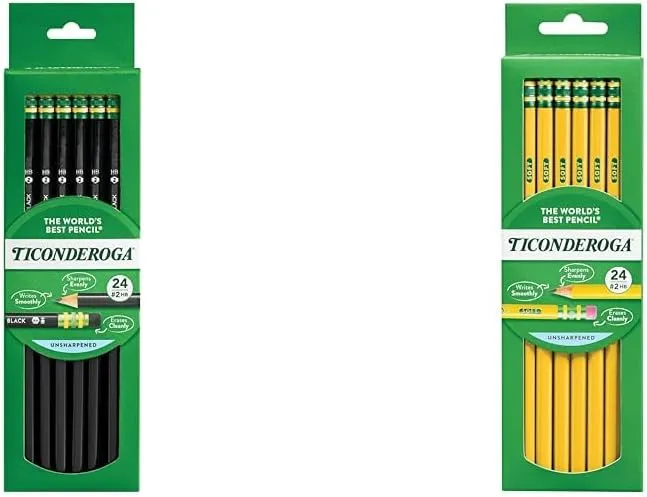 Ticonderoga #2 Wood-Cased Pencils, Black Barrel, Pack of 24