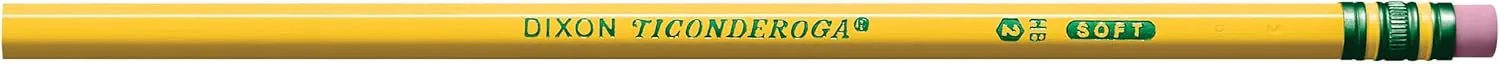 Ticonderoga Wood-Cased Pencils, Unsharpened, 2 HB Soft, Yellow, 12 Count