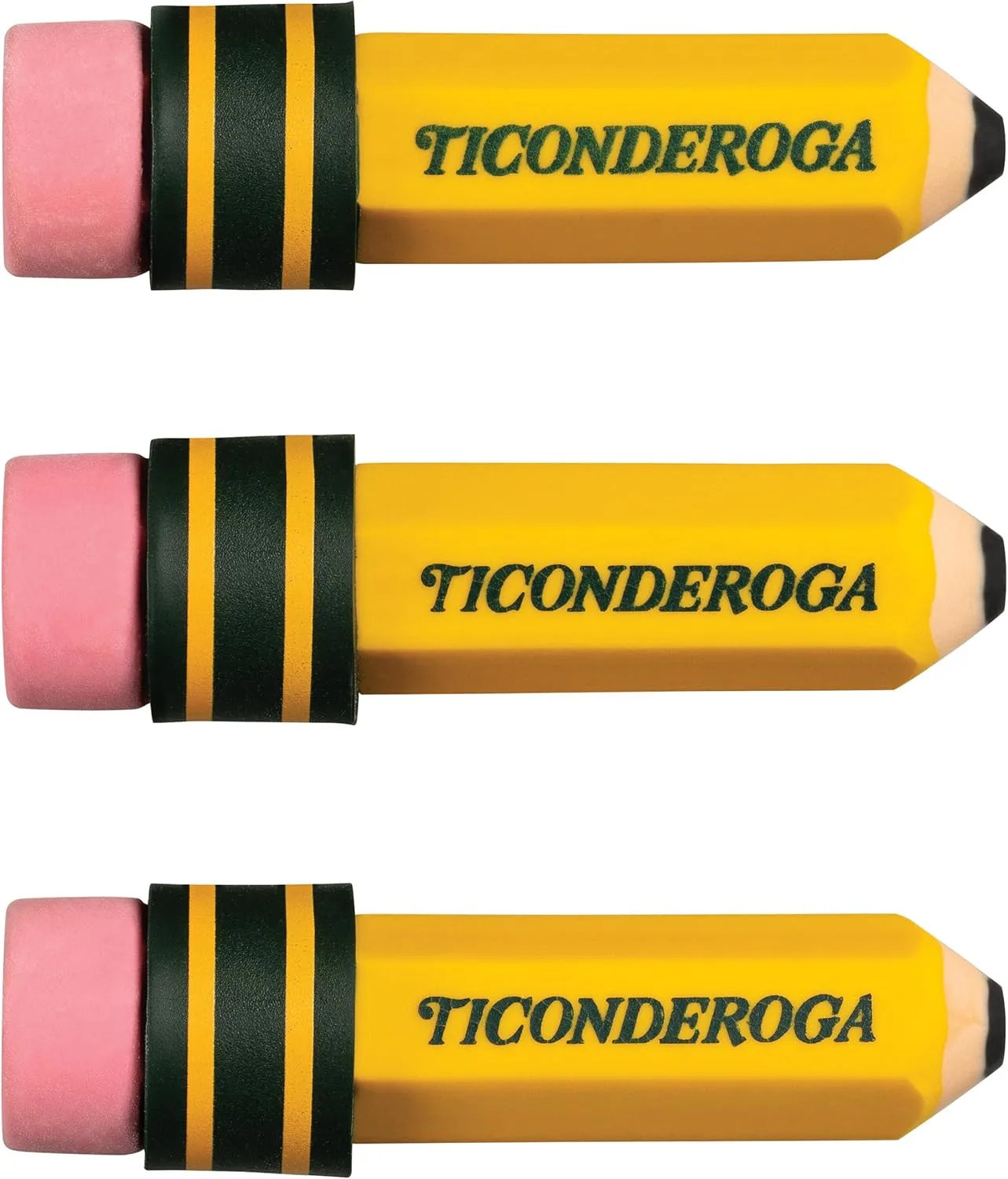 TICONDEROGA Erasers, Pencil Shaped, Latex-Free, Yellow