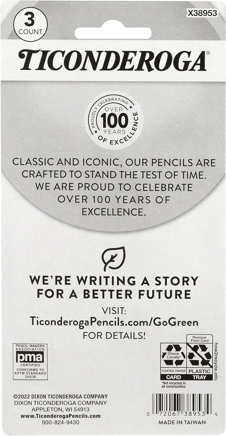 TICONDEROGA Erasers, Pencil Shaped, Latex-Free, Yellow