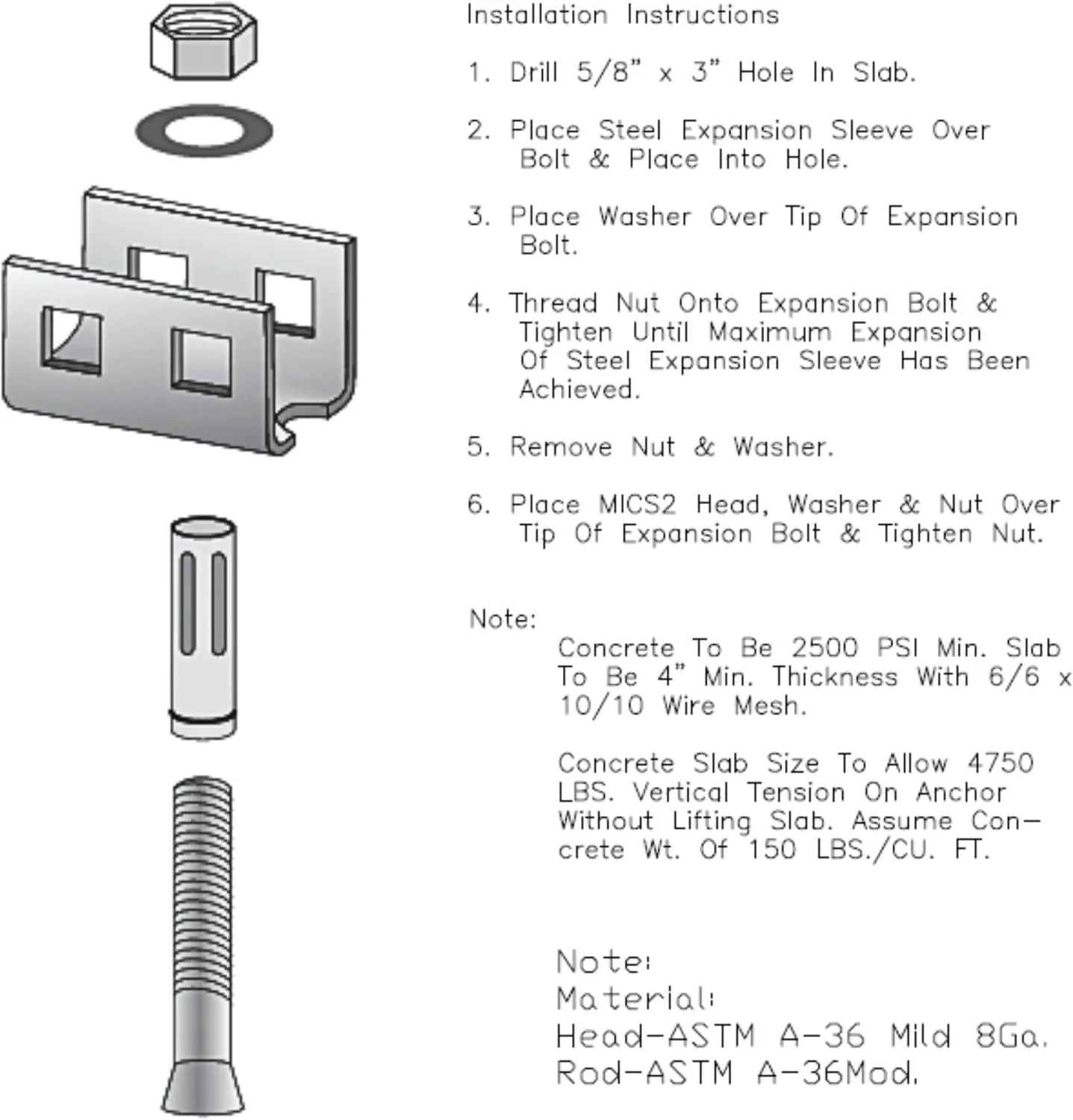 Tie Down 59125 Concrete Slab Anchor