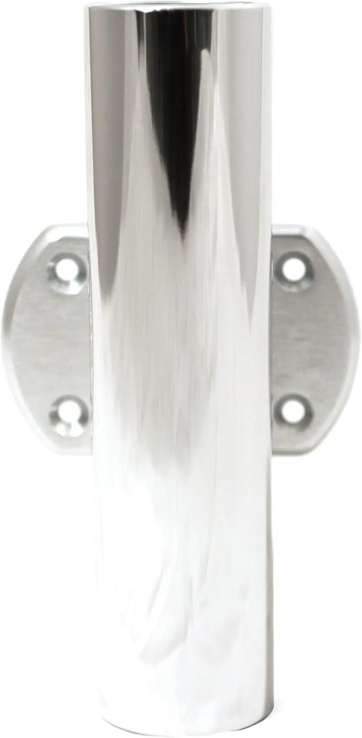 Tigress 8 1/2" Straight Side Mount Transom or Console Rod Holder - Anodized Aluminum, Secure 4-Hole Mount