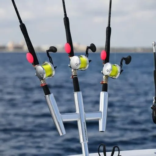 TIGRESS Triple Aluminum Kite Rod Holder - Polished