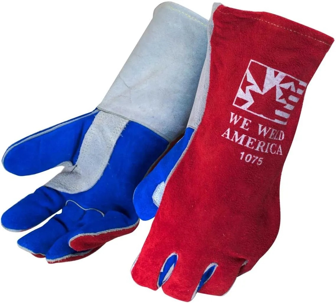 Tillman 1075 We Weld America Premium Side Split Cowhide Welding Gloves - Large Large Red