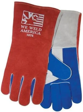Tillman 1075 We Weld America Premium Side Split Cowhide Welding Gloves - Large Large Red