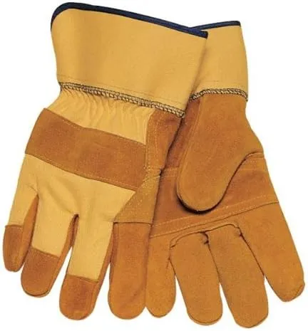 Tillman 1500YPP Split Cowhide/Canvas 3 Piece Palm Work Gloves, Large