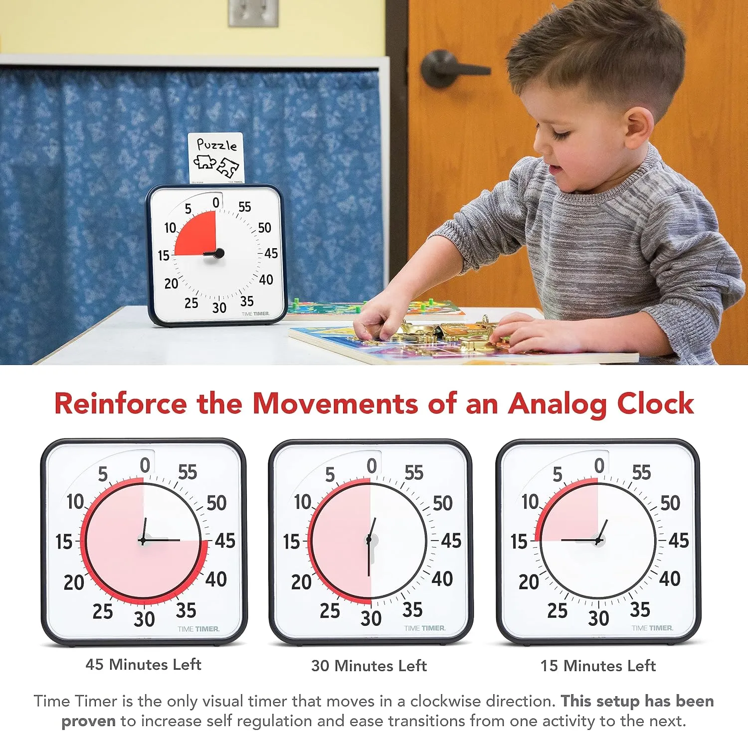 TIME TIMER 8 inch Visual Timer - 60 Minute Desk Countdown Clock with Dry Erase Activity Card