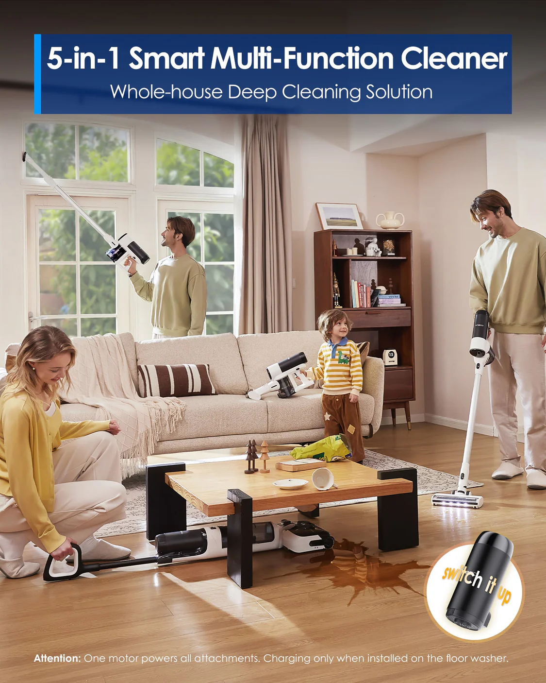 Tineco Floor One Switch S6 Stretch - 65min, Smart 180° Lay Flat Wet Dry Cordless Vacuum Floor Washer & Mop Stick