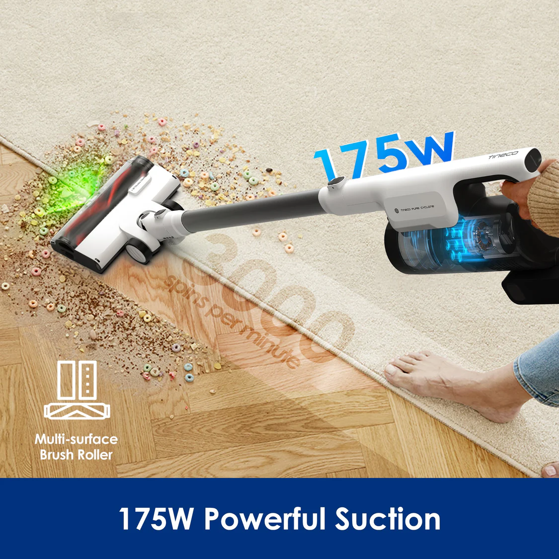 Tineco PURE ONE STATION 5 - Cordless Vacuum & Handvac Stick, 60 Min, 160W