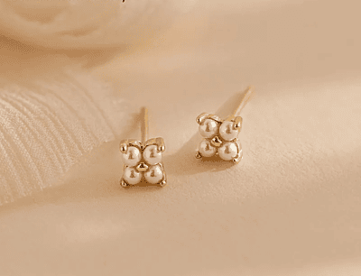 Pearl Flower Delicate Earrings Gold Pearl Flower Delicate Earrings Gold