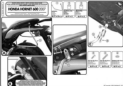 KAPPA HONDA SOFT PANNIER BRACKET TK219 - HORNET 600 / ABS (07-10)