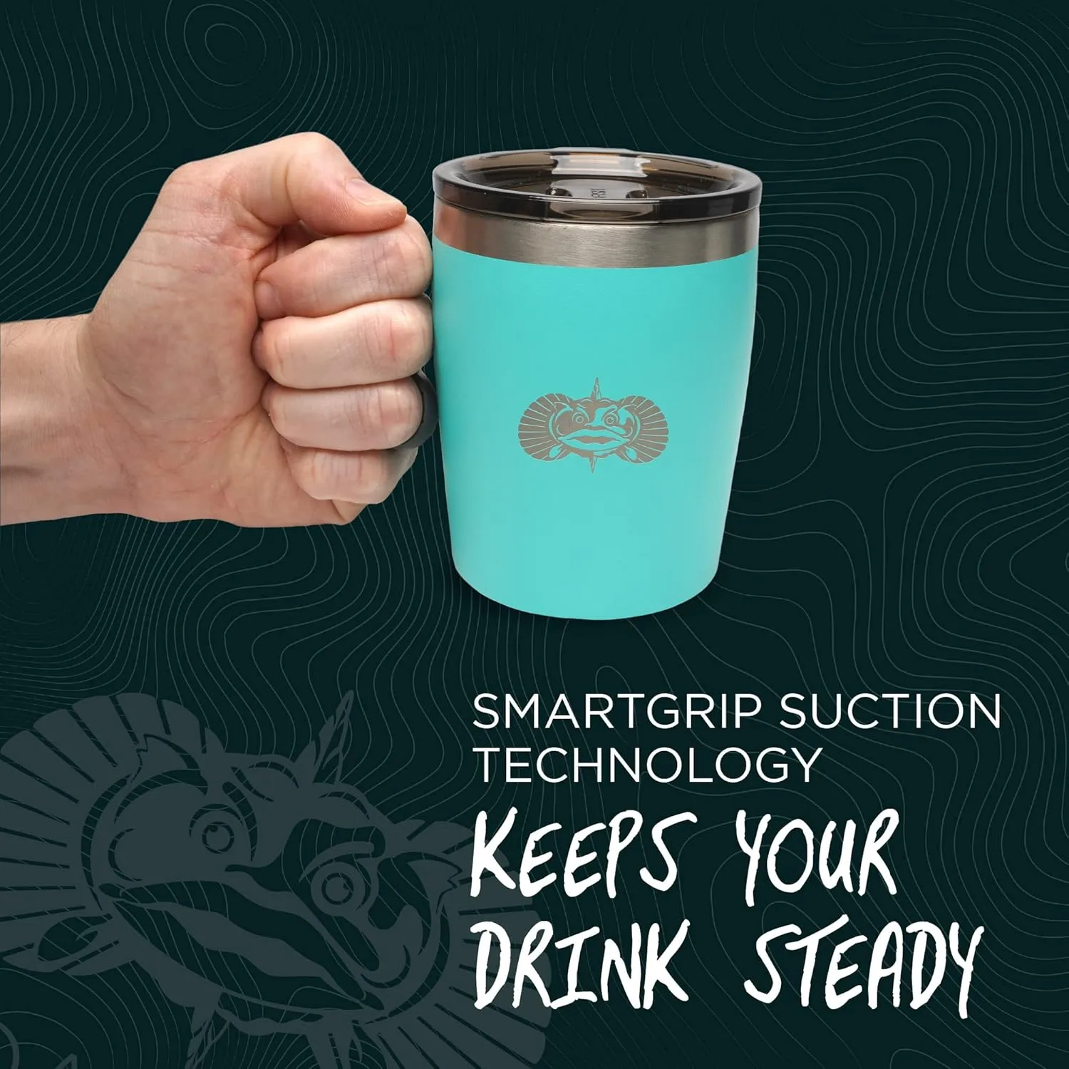 Toadfish Non-tipping 10oz Double-Wall Insulated Stainless Steel Rocks Tumbler with Easy-Slide Lid