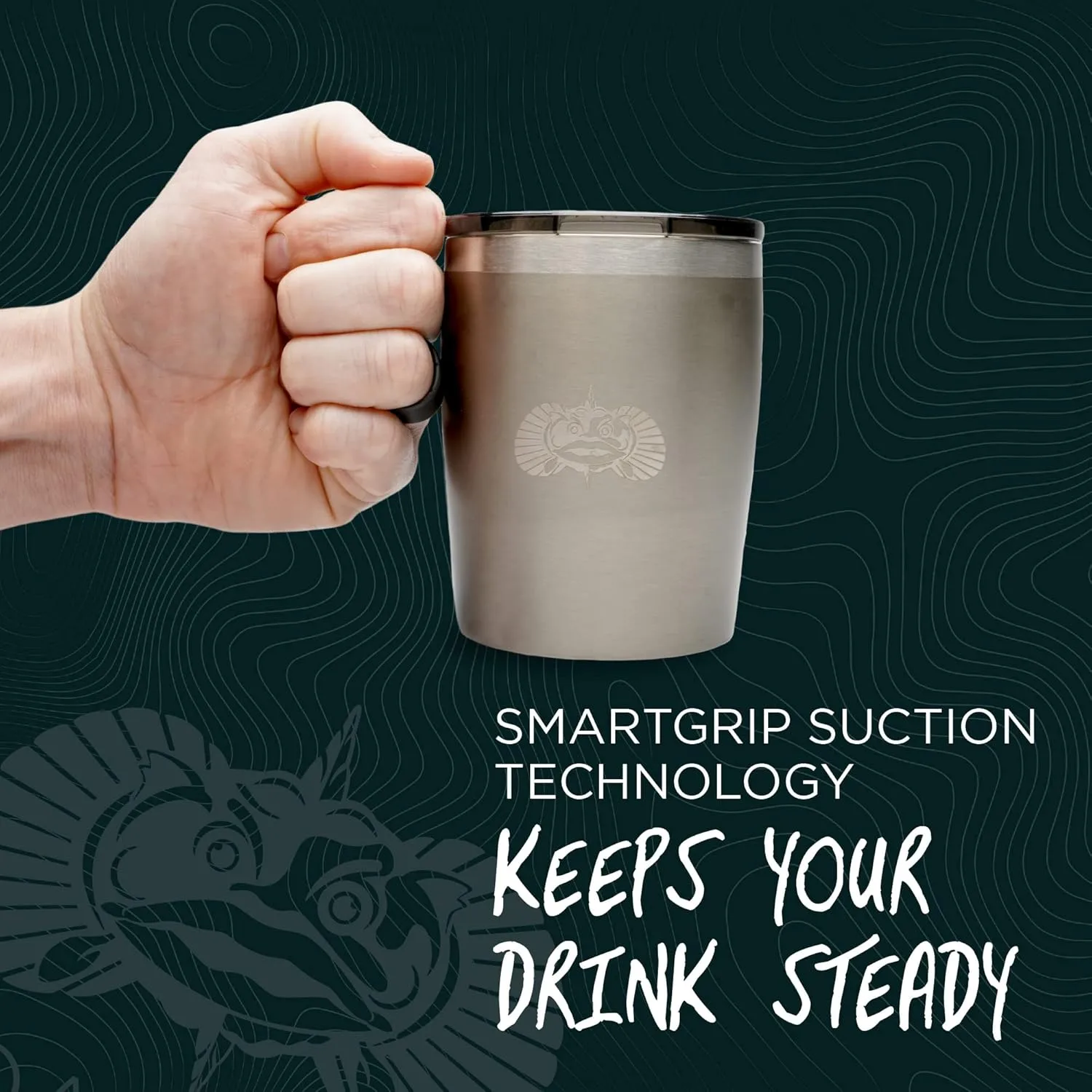 Toadfish Non-tipping 10oz Double-Wall Insulated Stainless Steel Rocks Tumbler with Easy-Slide Lid
