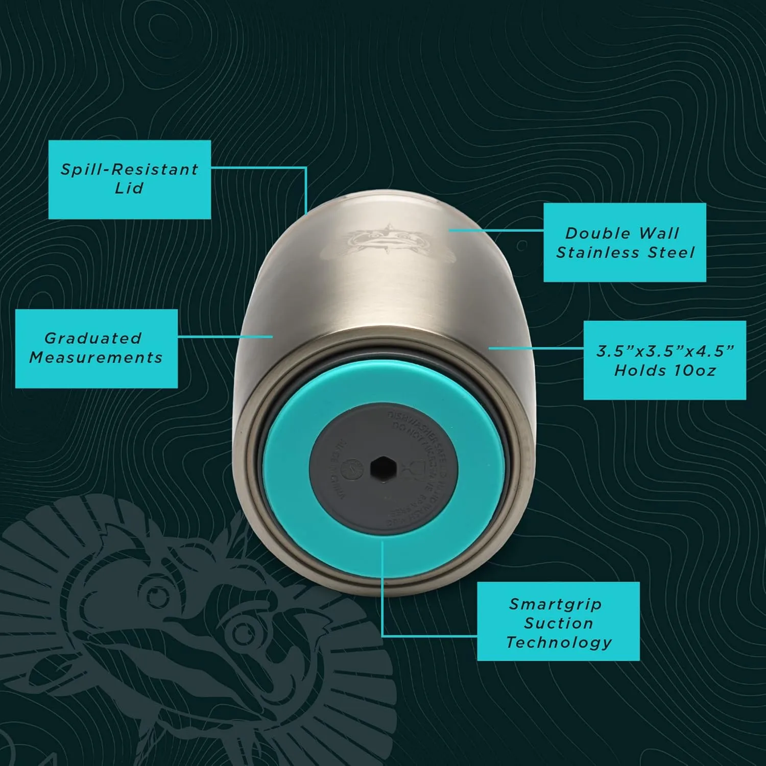 Toadfish Non-tipping 10oz Double-Wall Insulated Stainless Steel Rocks Tumbler with Easy-Slide Lid