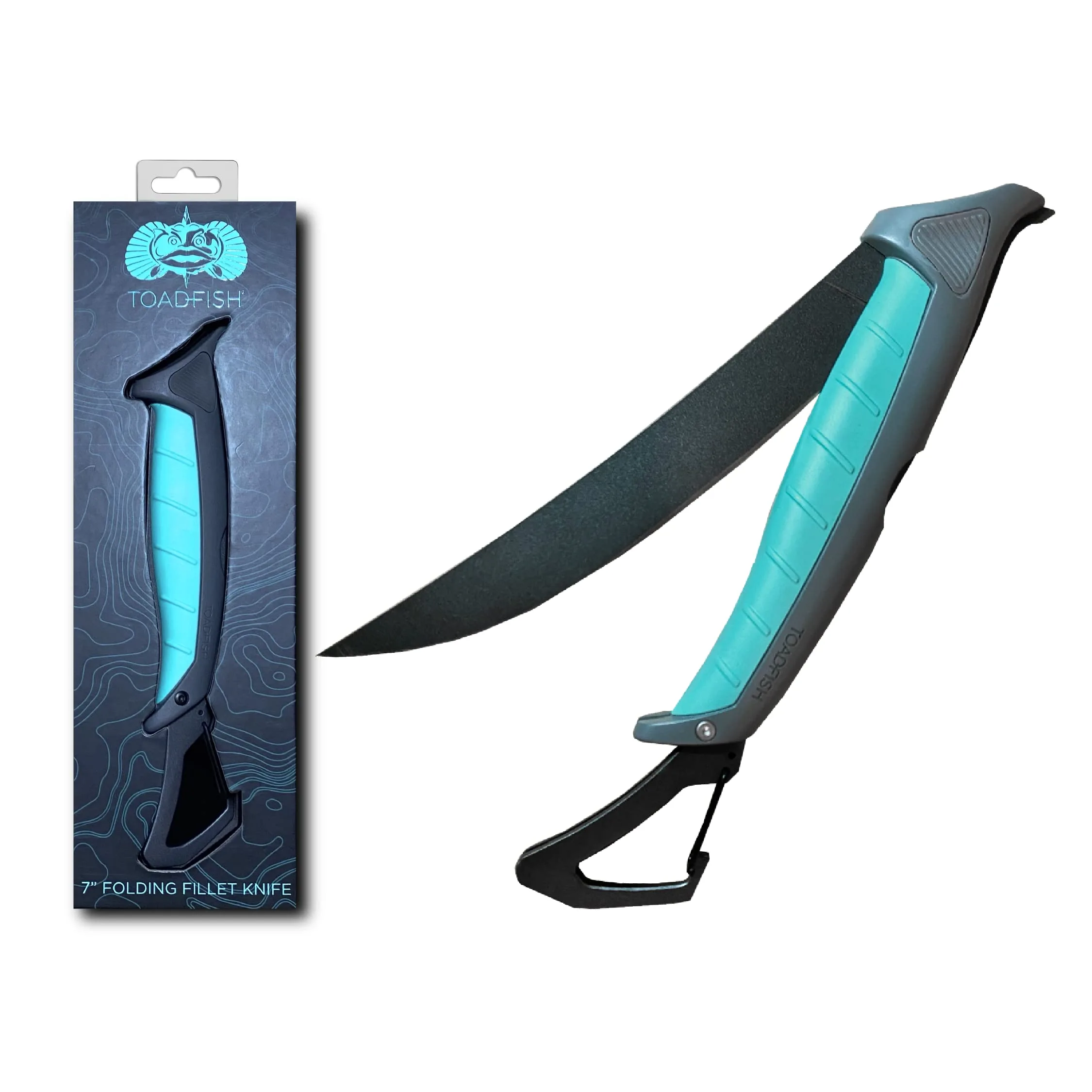 Toadfish Stowaway Folding Fillet Knife w/Built-In Carabiner - 7"