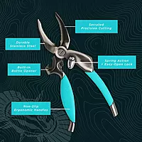 Toadfish Crab Leg Cracker Tool - Seafood Shell Cracking Tool - Stainless Steel Serrated Cutter - Ergonomic Non-Slip Grip