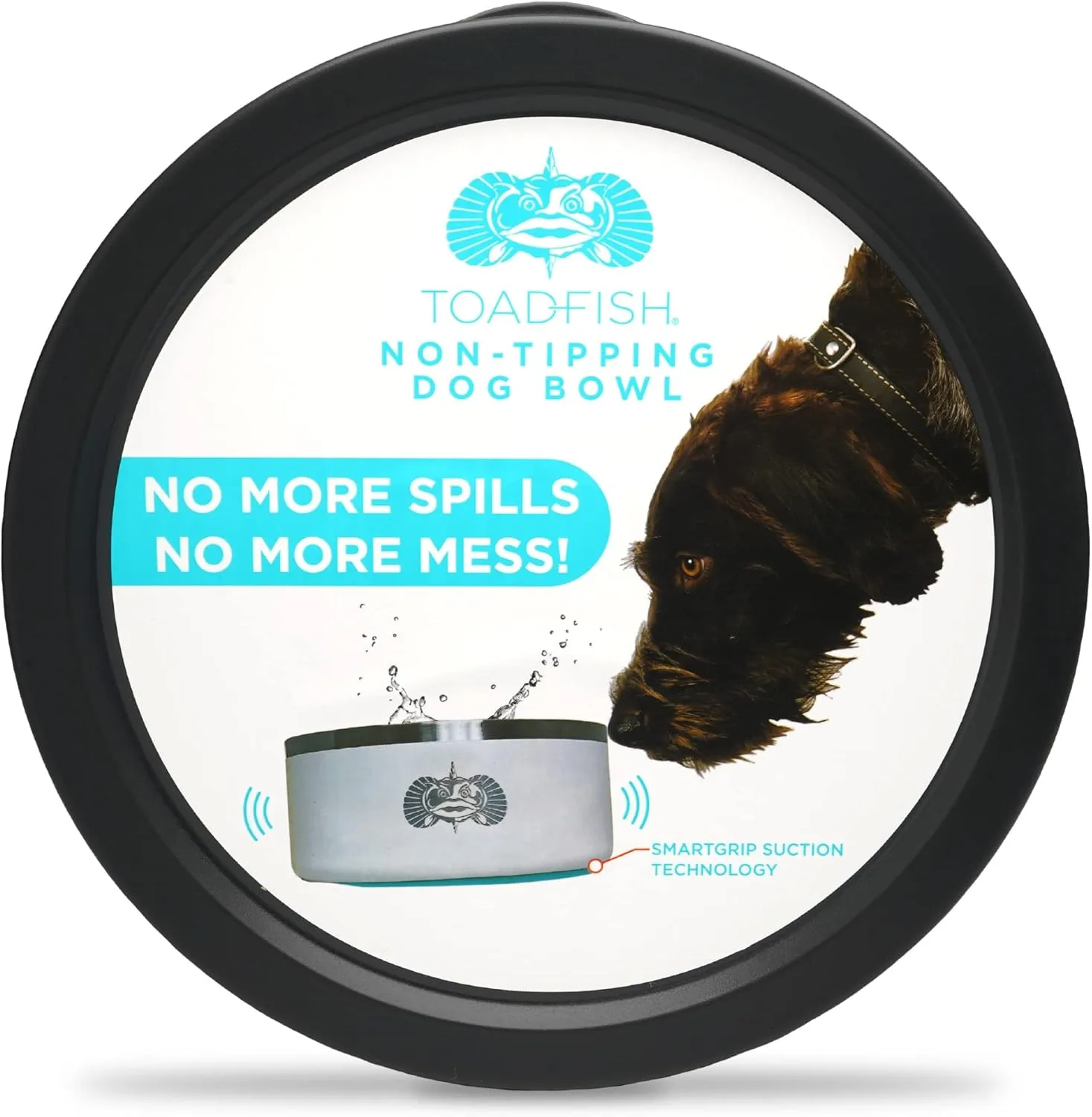 TOADFISH Non-Tipping Dog Bowl - Double-Walled Stainless Steel with SmartGrip