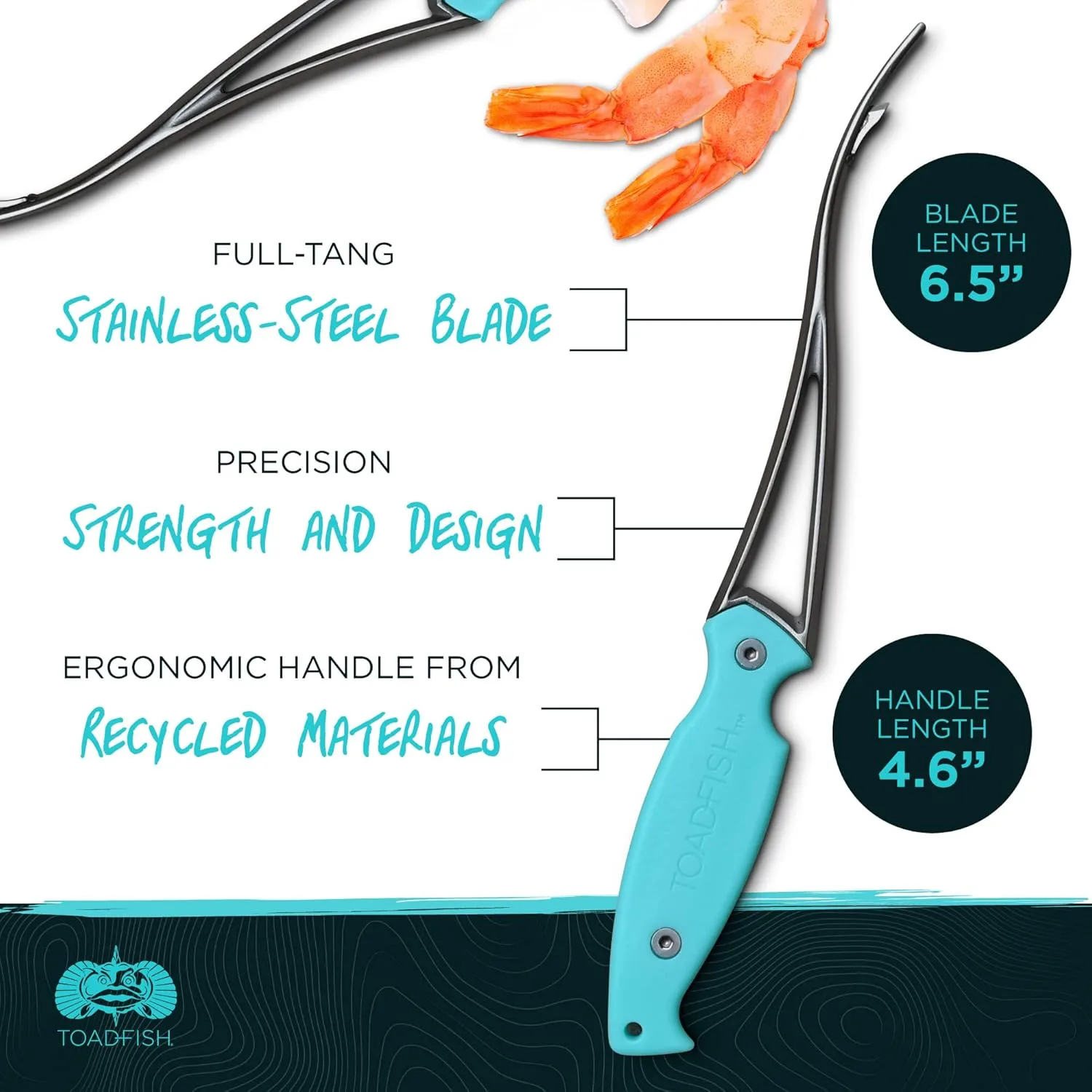 Toadfish Shrimp Deveiner Tool - Prawn & Seafood Peeler - Frogmore Shrimp Cleaner - Steel Butterfly Blade