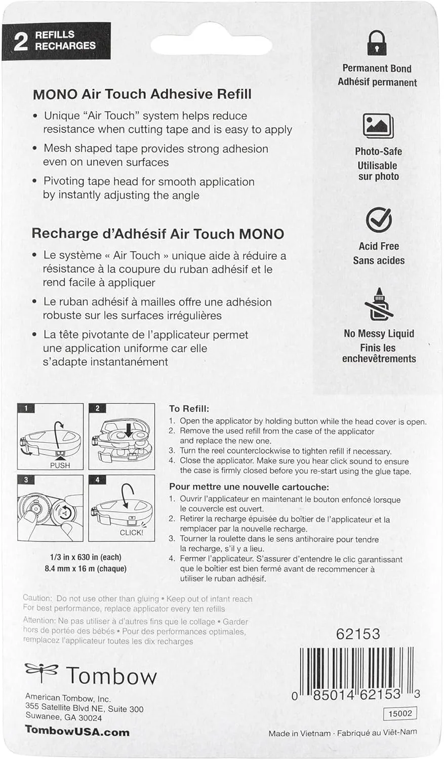 Tombow Mono Air Touch Adhesive Refill, 2-Pack