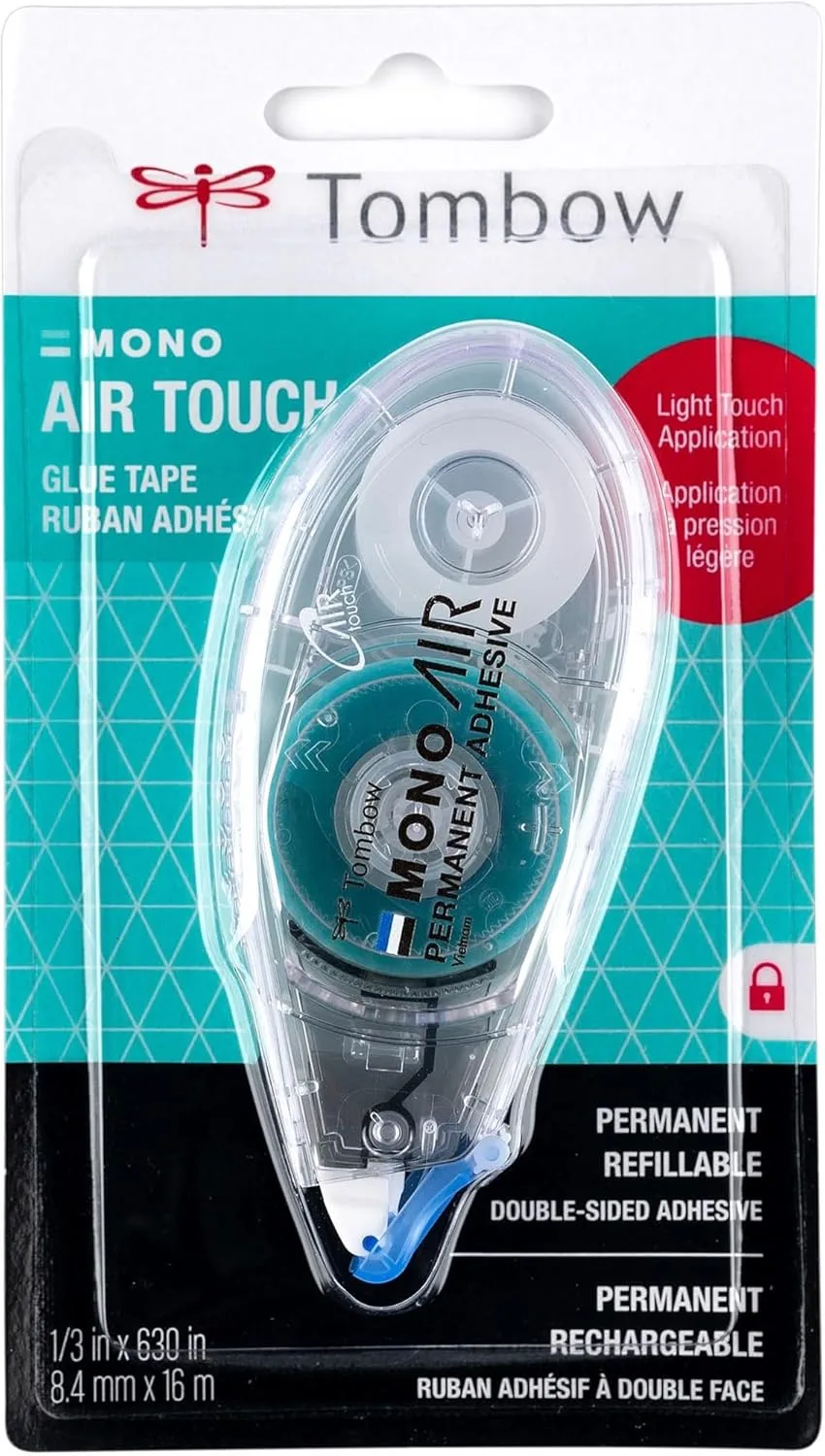 Tombow Air Touch Adhesive - 17.50 yd Length x 0.33in Width - Dispenser Included - For Smooth Surface - 1 Each