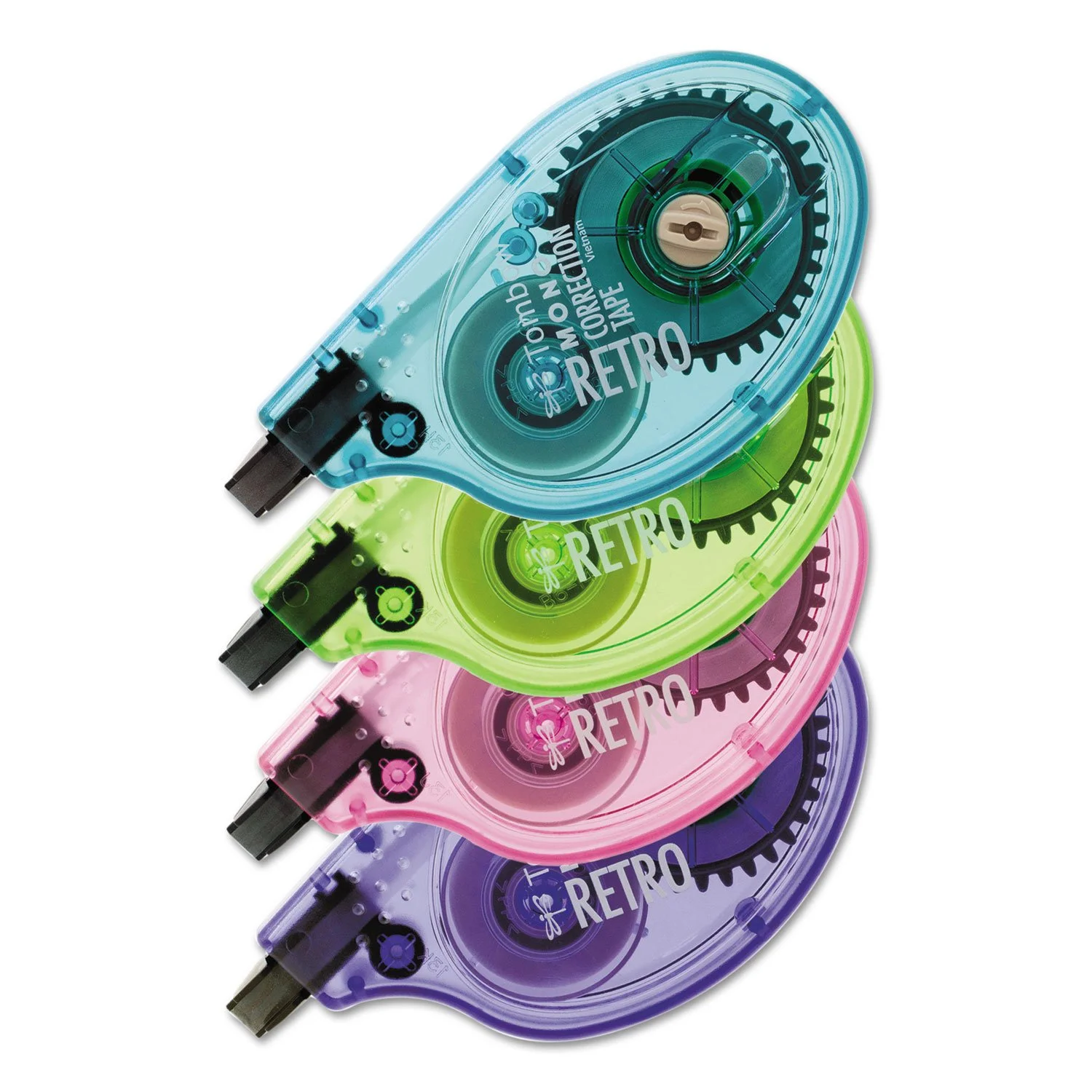 Tombow 68679 Correction Tape,1/6-Inch x 394-Inch, 4/PK,White/Assorted Dispenser