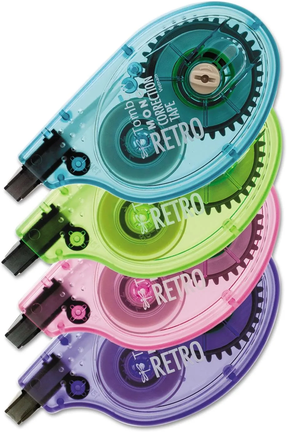 Tombow 68679 Correction Tape,1/6-Inch x 394-Inch, 4/PK,White/Assorted Dispenser
