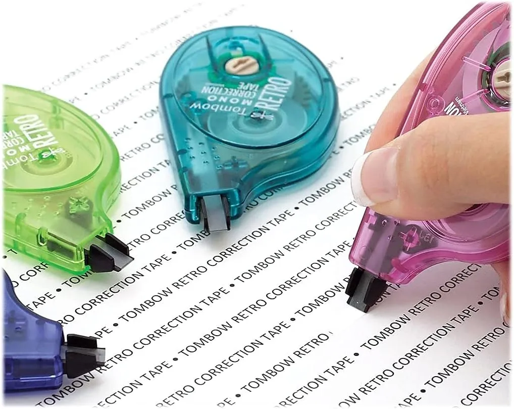 Tombow 68679 Correction Tape,1/6-Inch x 394-Inch, 4/PK,White/Assorted Dispenser
