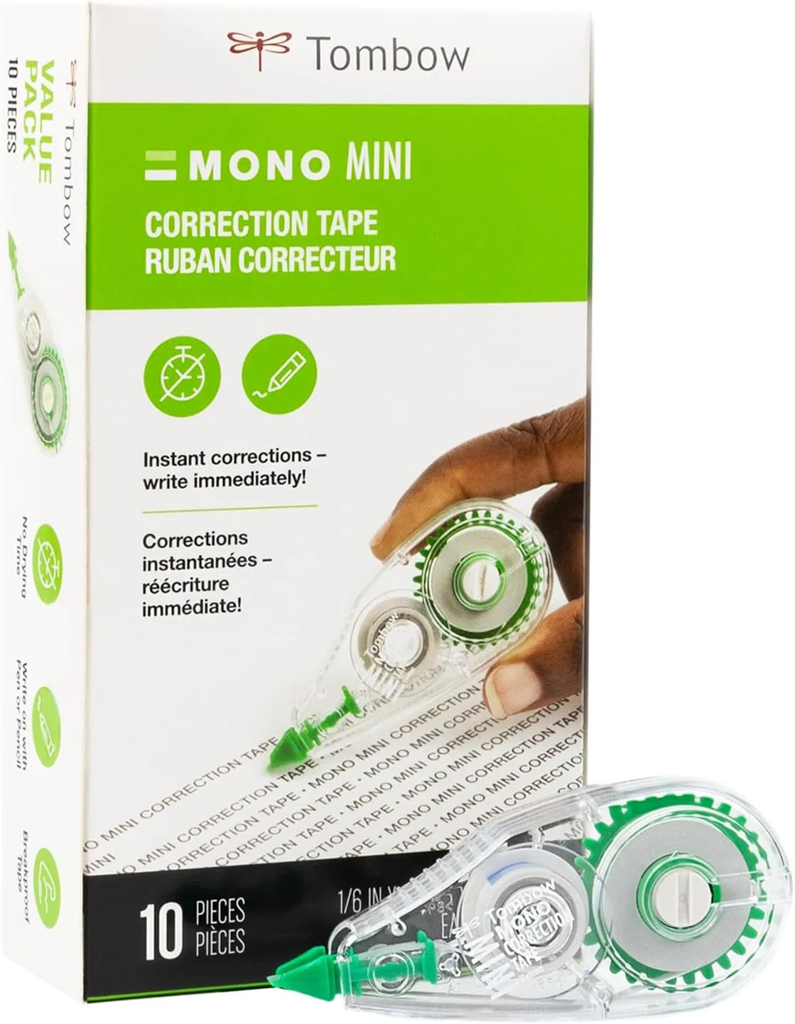 Tombow MONO Mini Correction Tape, 1/6in x 315in, 10-Pack (Clear)