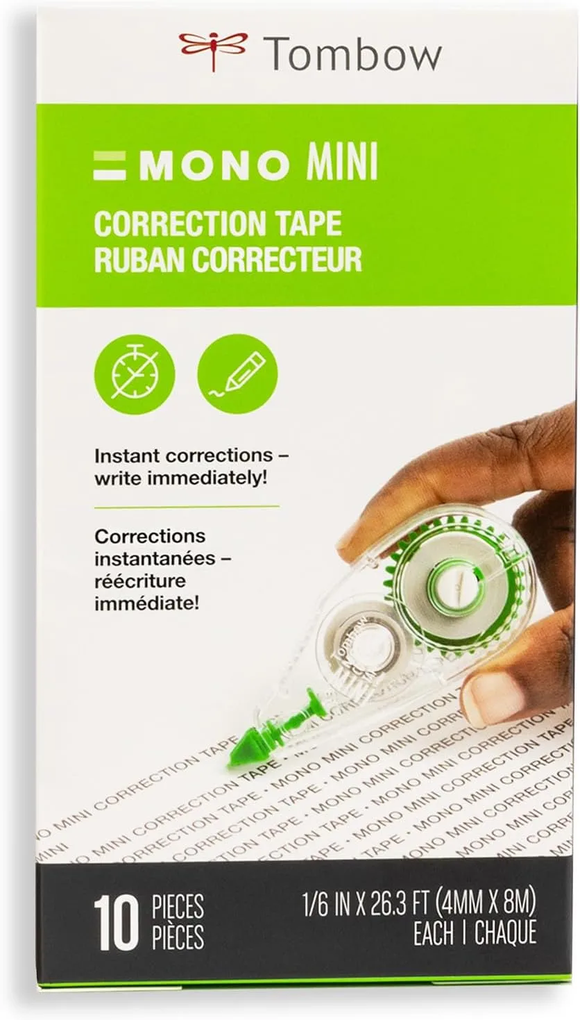 Tombow MONO Mini Correction Tape, 1/6in x 315in, 10-Pack (Clear)